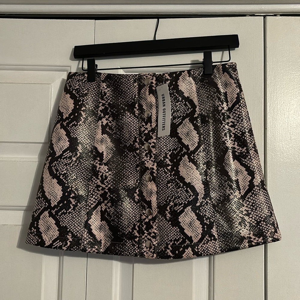 Urban Outfitters Siren Gray Snakeskin Button Front Mini Skirt